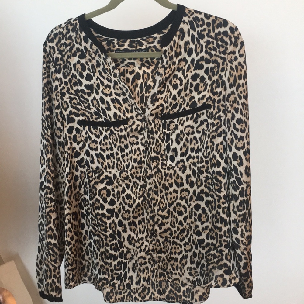 Zara leopard blouse size L
